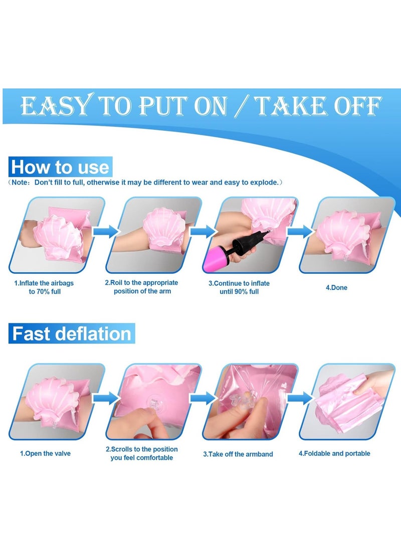 8 Pieces Swim Arm Floaties for Kids Inflatable Swim Armbands Floater Sleeves Swimming Arm Float Rings for Toddler Boys Girls - Image 2