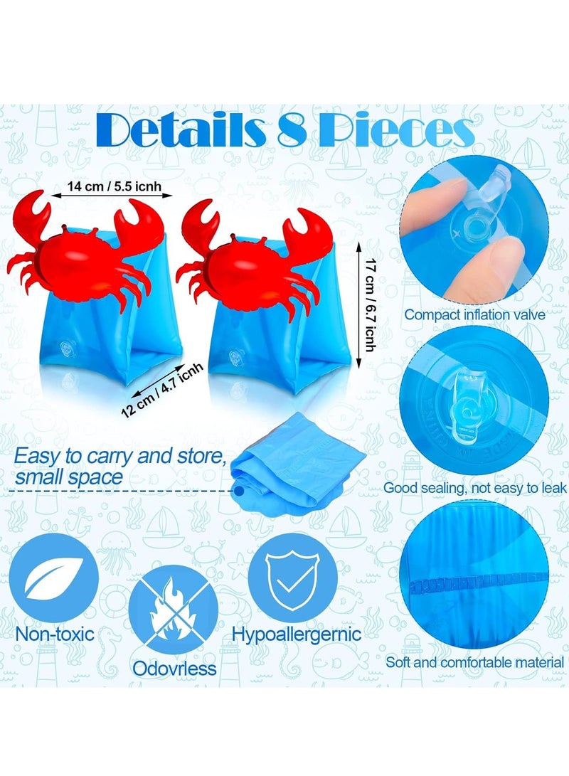 8 Pieces Swim Arm Floaties for Kids Inflatable Swim Armbands Floater Sleeves Swimming Arm Float Rings for Toddler Boys Girls - Image 4