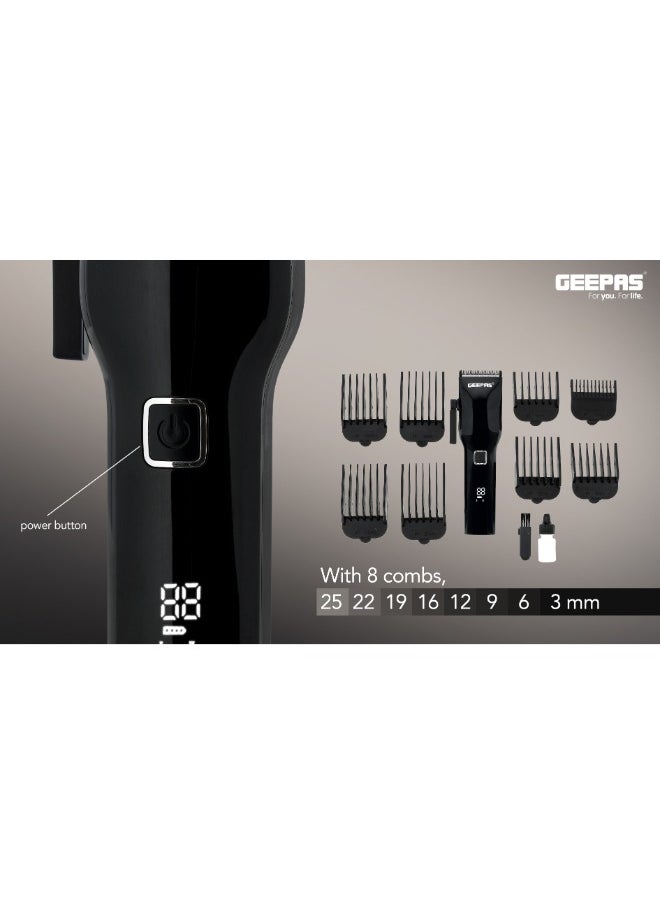 Digital Professional Hair Clipper, Trimmer 8 Combs Men Beard Mustache Edger With LED Display, Rechargeable Haircut Kit, Steel Blade