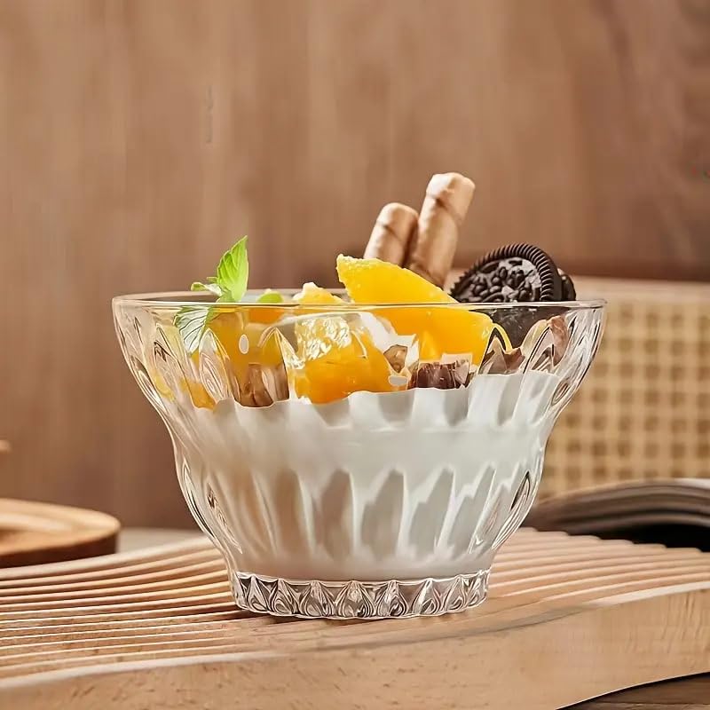 bellemax Glass Serving Deep Bowls 4.5 Inch Set of 6 for Kitchen,Salads Bowls, Dipping Bowls, Serving Bowl for Snack, Spices, Dipping, Creams, Salads, Dessert, Rice, Microwave Safe (BX-10) - Image 1