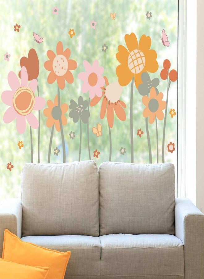 DRWSSR 2 Sheets Removable Boho Flower Wall Decals DIY Large Colorful Flower Wall Decals Peel and Stick Watercolor Butterflies Art Decor for Girls Bedroom Bathroom Living Room Office Decoration - Image 4