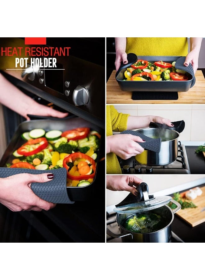 4 Pieces Silicone Trivet Mat, Heat Resistant Kitchen Hot Pot Holder Pad, Non Slip Countertop Protector Double as Jar Opener, Drying Mat, Utensil Rest  - Image 3