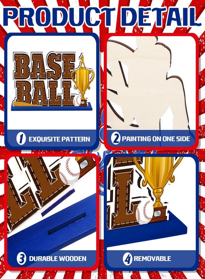 Pickmesh 6 Pcs Baseball Birthday Party Decorations Baseball Wooden Table Decorations Sports Themed Party Decoration for Sport Birthday Gameday Celebrations Decor Favors - Image 3