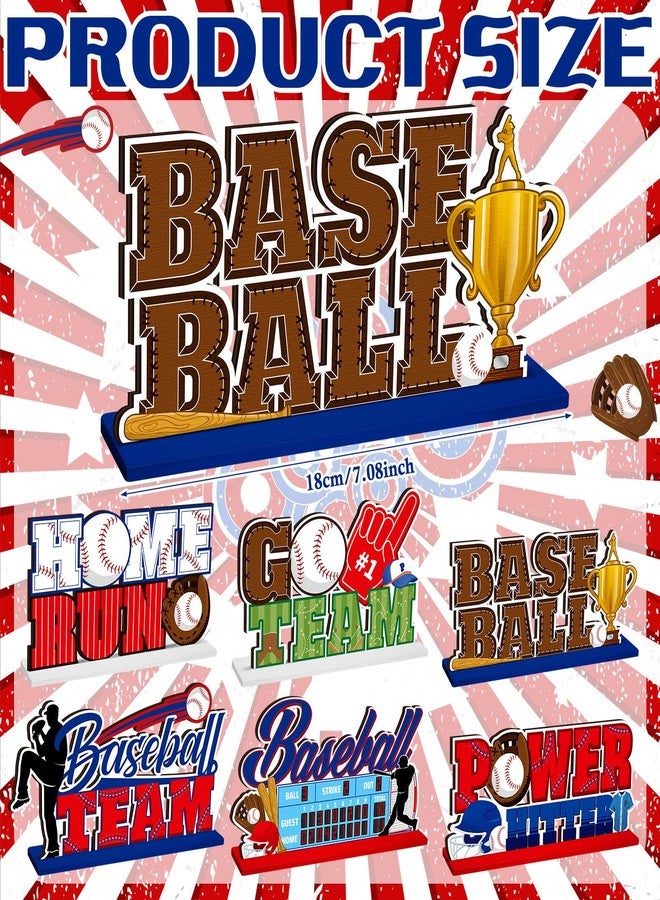 Pickmesh 6 Pcs Baseball Birthday Party Decorations Baseball Wooden Table Decorations Sports Themed Party Decoration for Sport Birthday Gameday Celebrations Decor Favors - Image 2