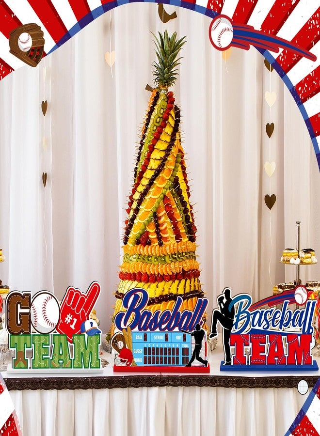 Pickmesh 6 Pcs Baseball Birthday Party Decorations Baseball Wooden Table Decorations Sports Themed Party Decoration for Sport Birthday Gameday Celebrations Decor Favors - Image 4