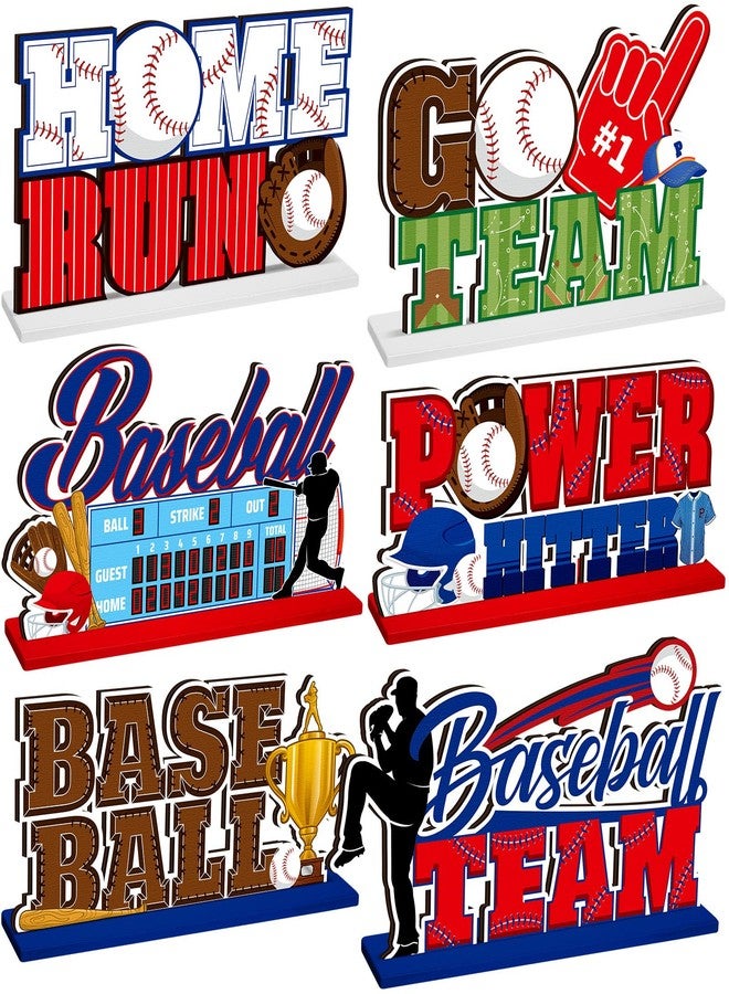 Pickmesh 6 Pcs Baseball Birthday Party Decorations Baseball Wooden Table Decorations Sports Themed Party Decoration for Sport Birthday Gameday Celebrations Decor Favors - Image 1