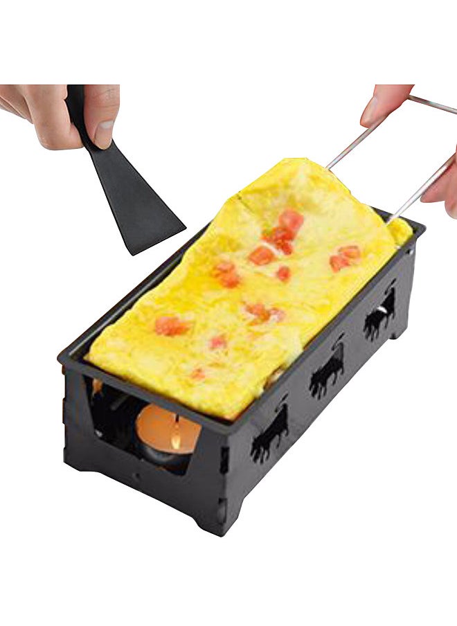 Generic Non-Stick Raclette Grill Set Cheese Melter Pan with Spatula Foldable Wooden Handle Melted Cheese Raclette Carbon Steel Kitchen Gadgets  - Image 1