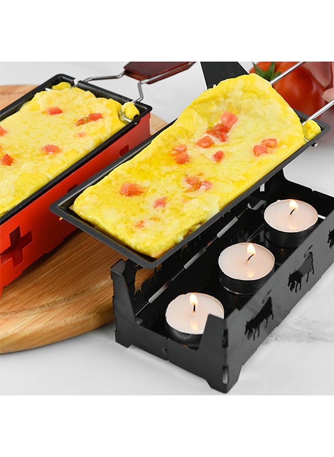 Generic Non-Stick Raclette Grill Set Cheese Melter Pan with Spatula Foldable Wooden Handle Melted Cheese Raclette Carbon Steel Kitchen Gadgets  - Image 2