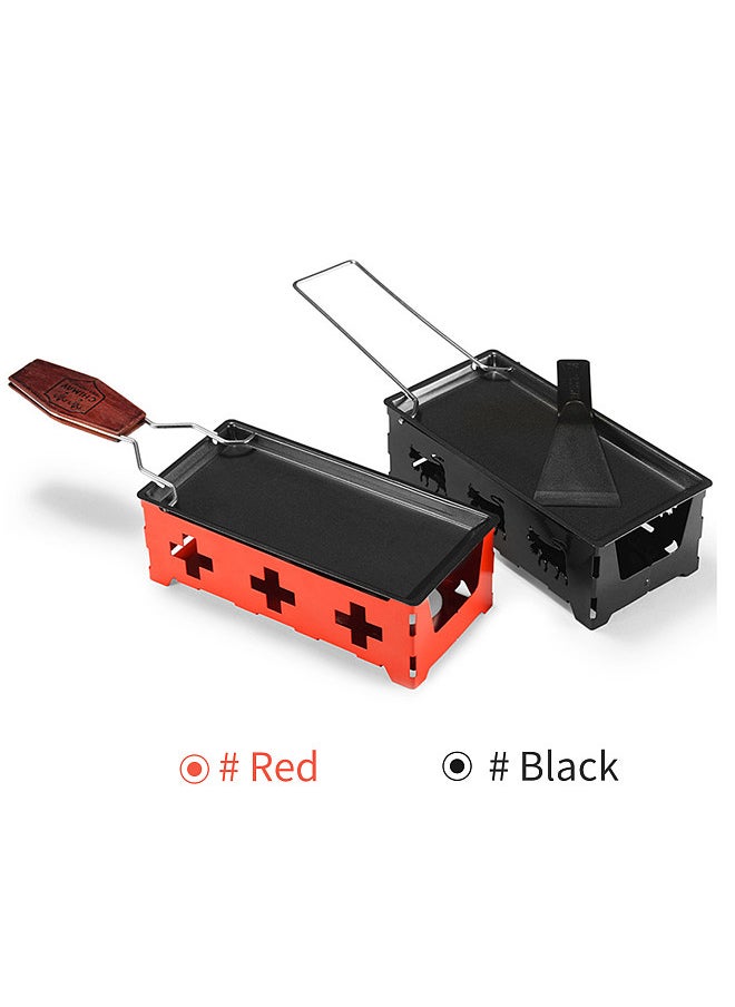 Generic Non-Stick Raclette Grill Set Cheese Melter Pan with Spatula Foldable Wooden Handle Melted Cheese Raclette Carbon Steel Kitchen Gadgets  - Image 3
