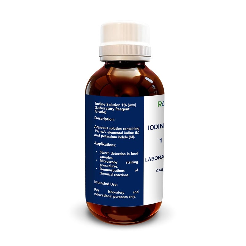 RIGHTPURE ® Iodine Solution 1% (w/v) 100ml | Laboratory Reagent Grade for Scientific & Educational Use | Analytical Reagent in Amber Bottle/Pack of 2 - Image 2