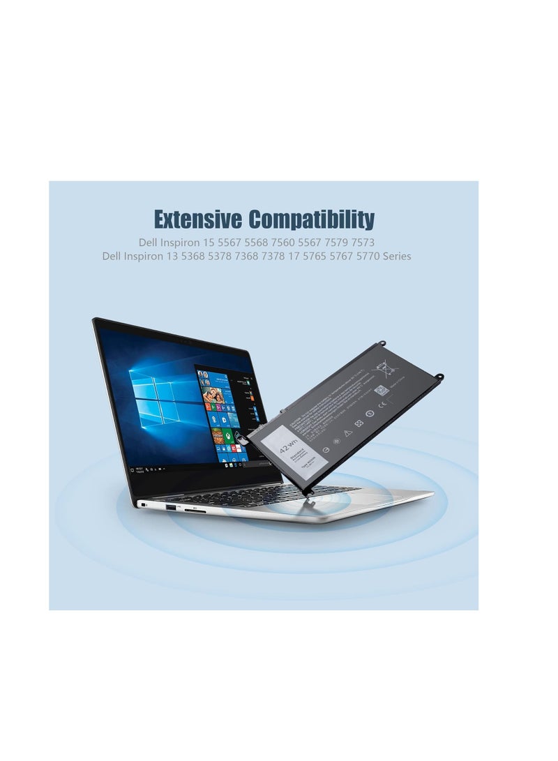 Terabyte بطارية 42Whr WDX0R لجهاز Dell Inspiron 13 5368 5378 5379 7368 7378 14-7460 15 5565 5567 5568 5578 7560 7570 7579 7569 P58F 17 5765 5767 FC92N 3CRH3 T2JX4 CYMGM[3 خلايا/11.4 فولت] - Image 5
