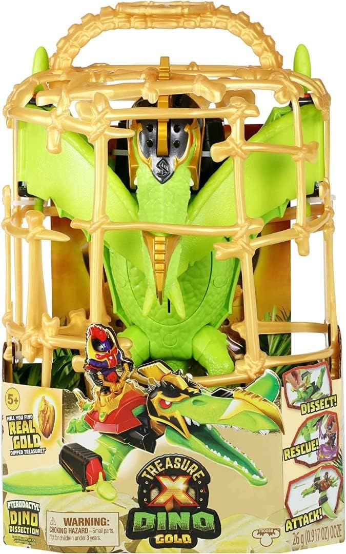 Treasure X Dino Gold Pterodactyl Dino Dissection. Dissect, Rescue and Attack. Exclusive Hunter and Dinosaur Playset. Will You find Real Gold Dipped Treasure? - Image 1