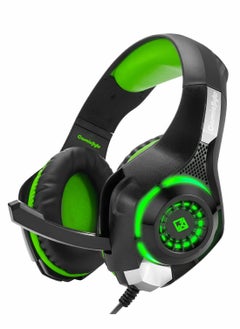 Cosmic Byte GS410 Wired Gaming Headset Over Ear Headphones with Noise Cancelling Mic Compatible with PS5, PS4, Xbox One, PC, Mac, Computer, Laptop (Black/Green)  - Image 1