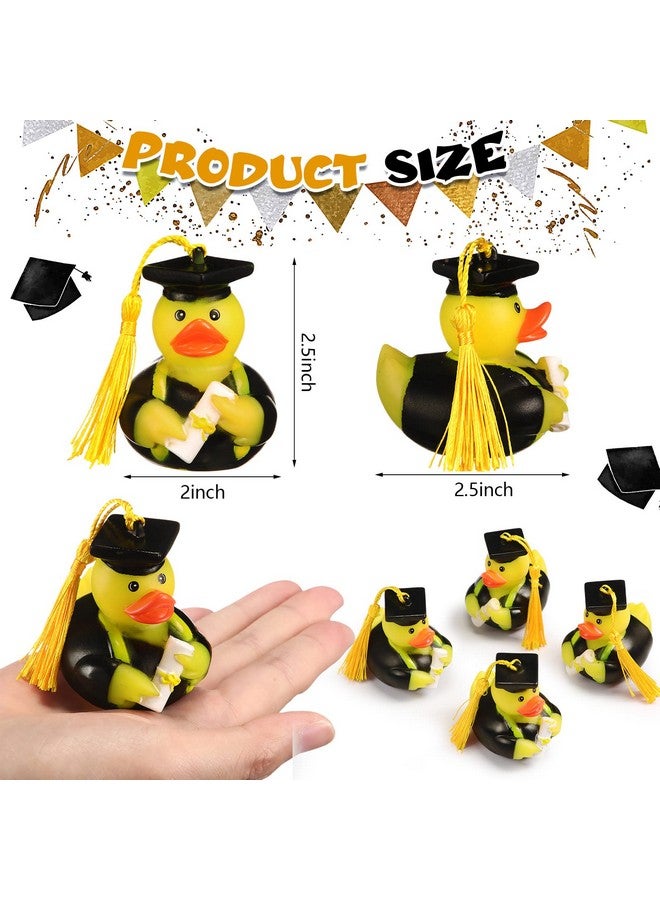 Lewtemi Lewtemi 12 Pcs Yellow Graduation Diploma Rubber Ducks 2025 Grad Rubber Duck Bulk Cake Topper for Student Bathtub Swimming Pool Theme Party Favors, 2.5 x 2.5 x 2 Inch  - Image 2