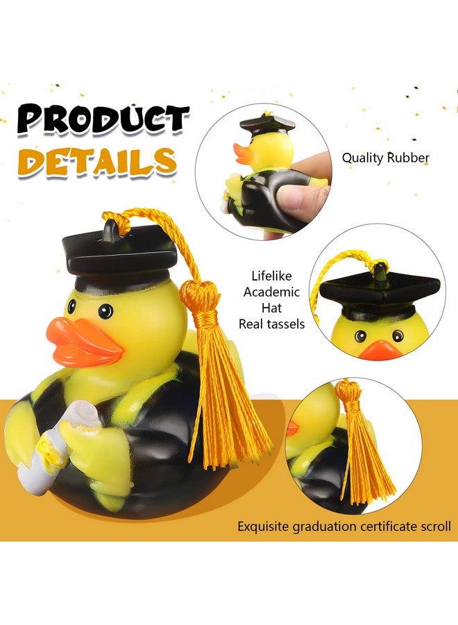 Lewtemi Lewtemi 12 Pcs Yellow Graduation Diploma Rubber Ducks 2025 Grad Rubber Duck Bulk Cake Topper for Student Bathtub Swimming Pool Theme Party Favors, 2.5 x 2.5 x 2 Inch  - Image 3