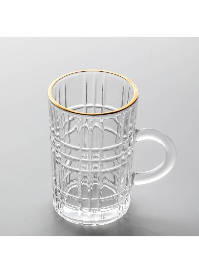 Soleter Tea and Coffee Glass Cups and Saucers| British Tea Cups | Set of 6 (Glass), TRANSPARENT 6pcs 4oz Tea Cups + 6pcs Saucers With Gold Rim On Top  - Image 3