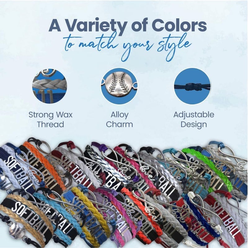 Infinity Collection Infinity Charm Bracelet - Adjustable Softball Jewelry for Players, Teams and Coaches Gifts - Image 3