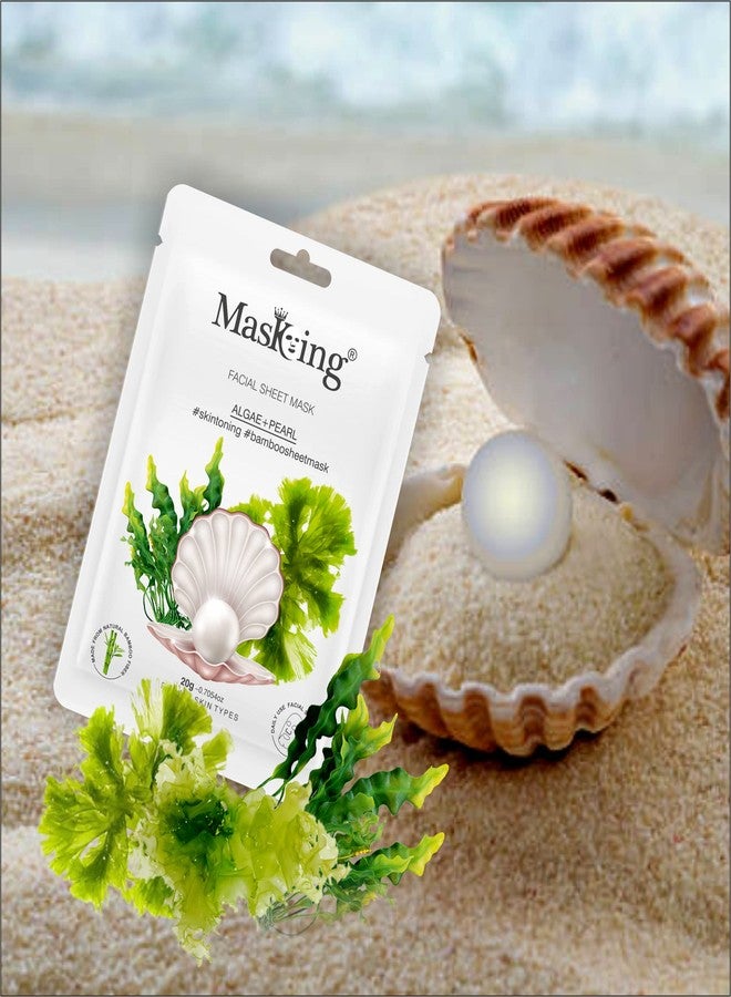 ماسكنغ قناع الوجه الورقي من الخيزران من ماسكينج، غني بالطحالب واللؤلؤ، لشد البشرة، مثالي للنساء والرجال، 20 مل، (عبوة واحدة) - Image 2