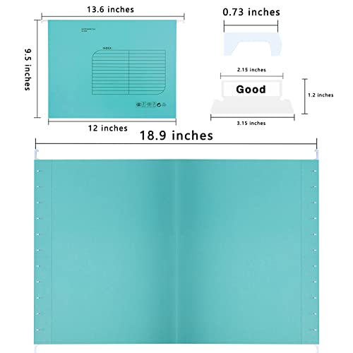SOYIRI Hanging File Folder, A4 Suspension Files Holder, Hang Folder, Filing Cabinet Suspension File with Tab and Label for School Home Office, Blue, 25 Pack - Image 2