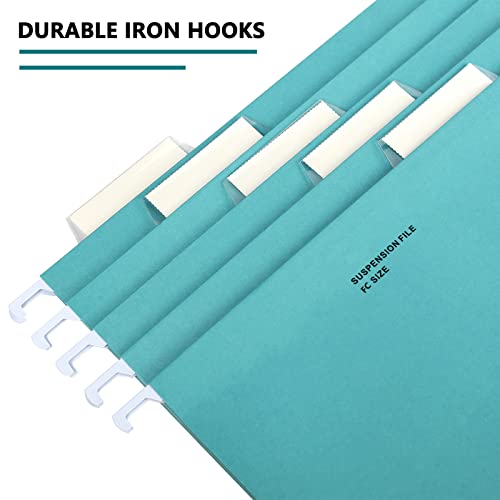SOYIRI Hanging File Folder, A4 Suspension Files Holder, Hang Folder, Filing Cabinet Suspension File with Tab and Label for School Home Office, Blue, 25 Pack - Image 3