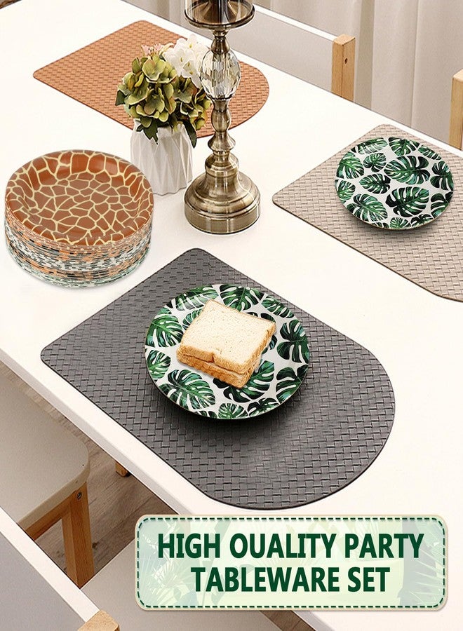 Resflyar 50 PCS Jungle Safari Party Tableware Supplies, Disposable Wild Animal 7 Inch Paper Plates, Zebra Giraffe Leopard Plates for Jungle Zoo Animal Themed Baby Shower Birthday Party Decor, Serves 50 Guests - Image 5