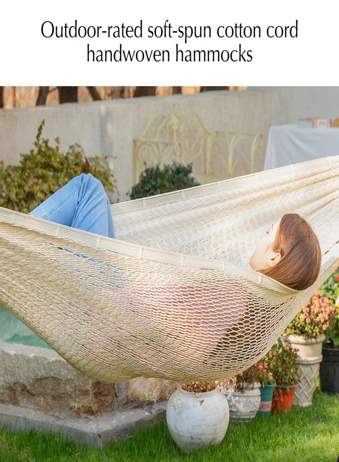 PNAEUT Mayan Hammock, Handwoven XL Thick Soft Rope Hammocks for Outdoor Indoor, Max 600 lbs Capacity, Tree Straps & Carabiners Included (Nature) - Image 4