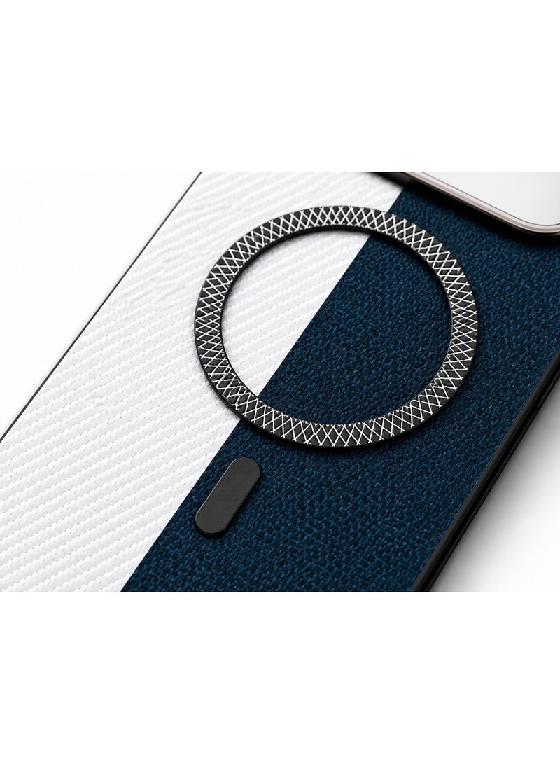 Cmax Premium MagSafe Protective Case with Metal Camera Guard and Textured Finish for iPhone 17 Pro Max - Blue/White - Image 3