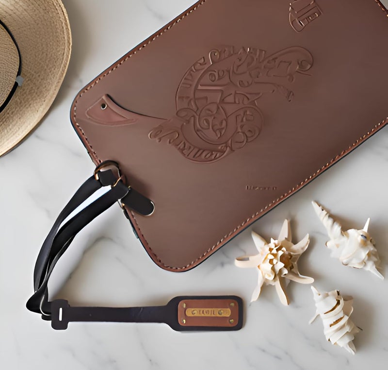 Junket Dual Color Luggage Tag (Tan & Black) | Personalized Name & Charm Travel Tag | Unisex Travel Accessory | Perfect Diwali Gift, Wedding Return Gift, Travel Gift - Image 3