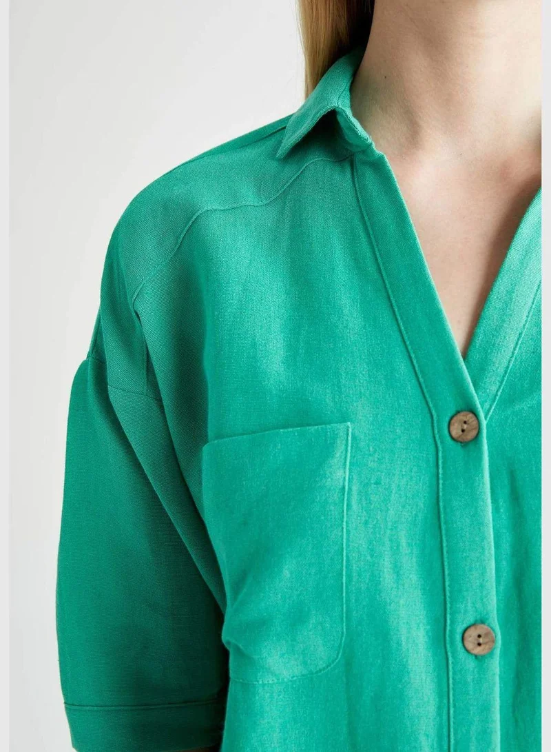 DeFacto  Woman Cropped Fit Short Sleeve Shirt  | Best Price UAE