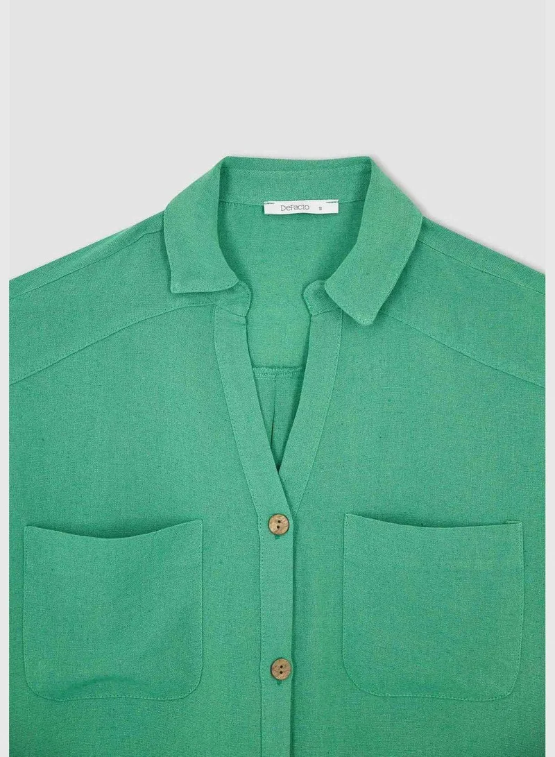 DeFacto  Woman Cropped Fit Short Sleeve Shirt  | Best Price UAE