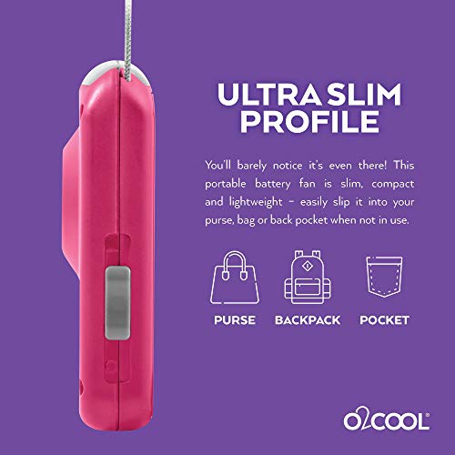 O2COOL Battery Powered Deluxe Necklace Fan For Personal Cooling With Adjustable Lanyard (Pink) - Image 5