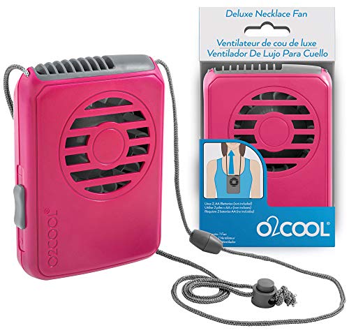 O2COOL Battery Powered Deluxe Necklace Fan For Personal Cooling With Adjustable Lanyard (Pink) - Image 2