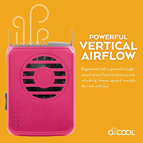 O2COOL Battery Powered Deluxe Necklace Fan For Personal Cooling With Adjustable Lanyard (Pink) - Image 4
