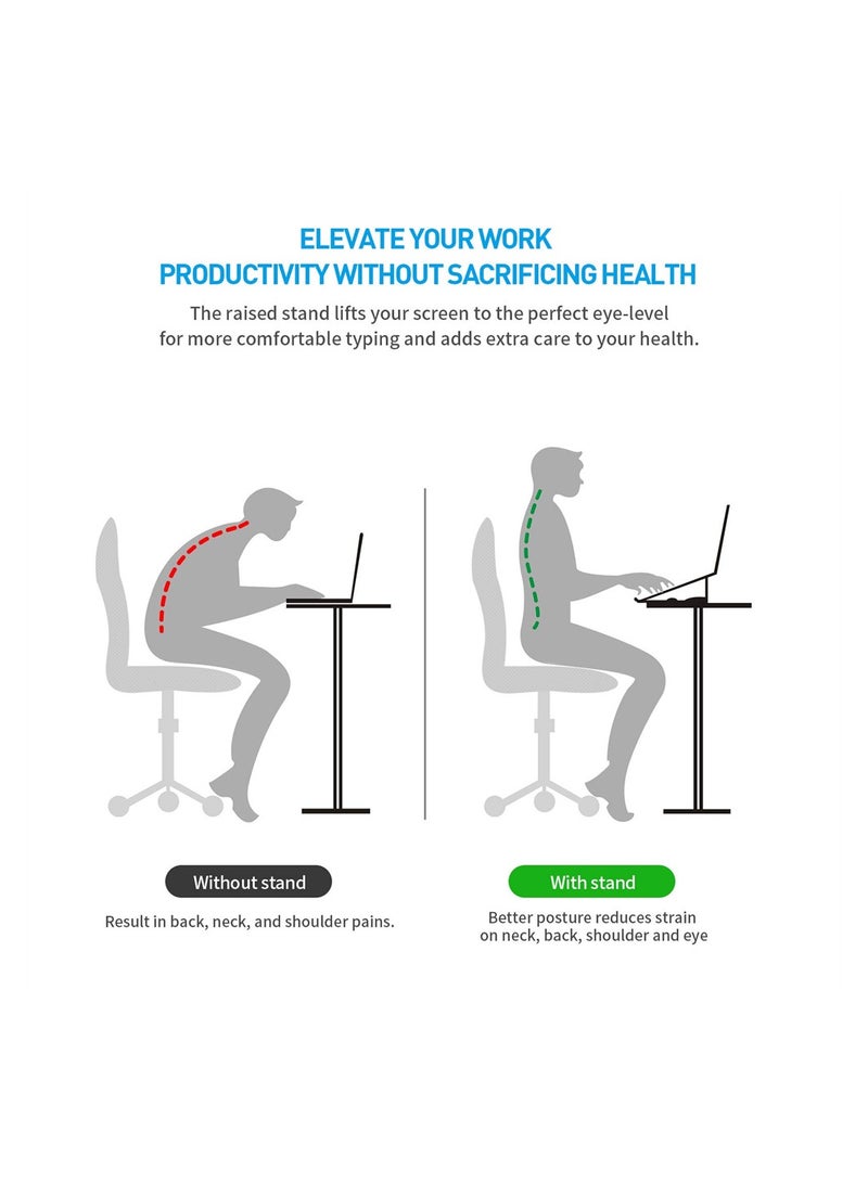 Luckam Foldable Laptop Stand, Laptop Stand Ergonomic for Desk, The Portable Laptop Riser, Aluminum Laptop Stand for Desk, Compatible with Mac MacBook Pro Air, for Surface, and More 10-16 in Computer - Image 3