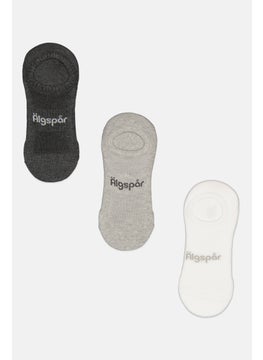 Algspar Men 3 Pair Solid Round Invisible Socks, Multicolor  - Image 1