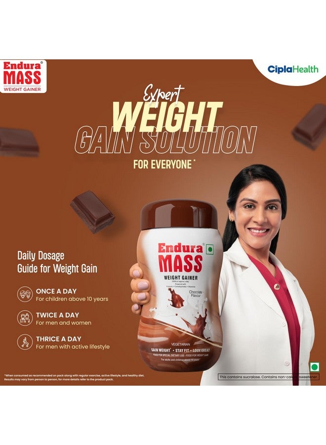 Endura Mass Weight Gainer Powder| Mass Gainer | Gain Weight, Post Workout, 74 g Carbohydrate, 15 g Protein, Healthy Fats (Chocolate, 1 Kg) - Image 3