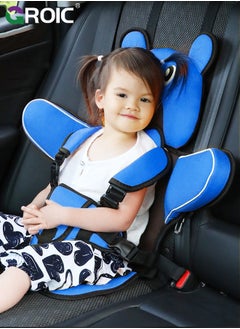 GROIC Auto Child Safety Seat Simple Car Portable Seat Belt, Foldable Car Seat Booster Seat for Car Protection, Travel Car Seat Accessories for Kids,Car Seat for Golf Cart(Blue)  - Image 1