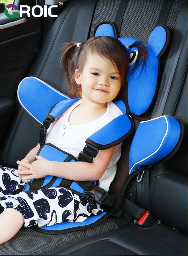 GROIC Auto Child Safety Seat Simple Car Portable Seat Belt, Foldable Car Seat Booster Seat for Car Protection, Travel Car Seat Accessories for Kids,Car Seat for Golf Cart(Blue) - Image 1