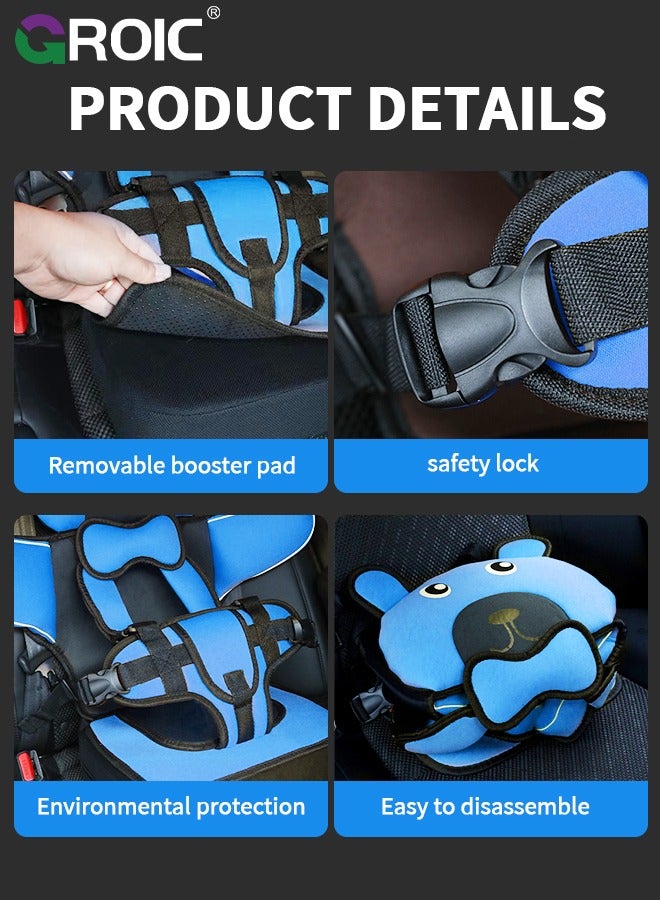 GROIC Auto Child Safety Seat Simple Car Portable Seat Belt, Foldable Car Seat Booster Seat for Car Protection, Travel Car Seat Accessories for Kids,Car Seat for Golf Cart(Blue) - Image 4