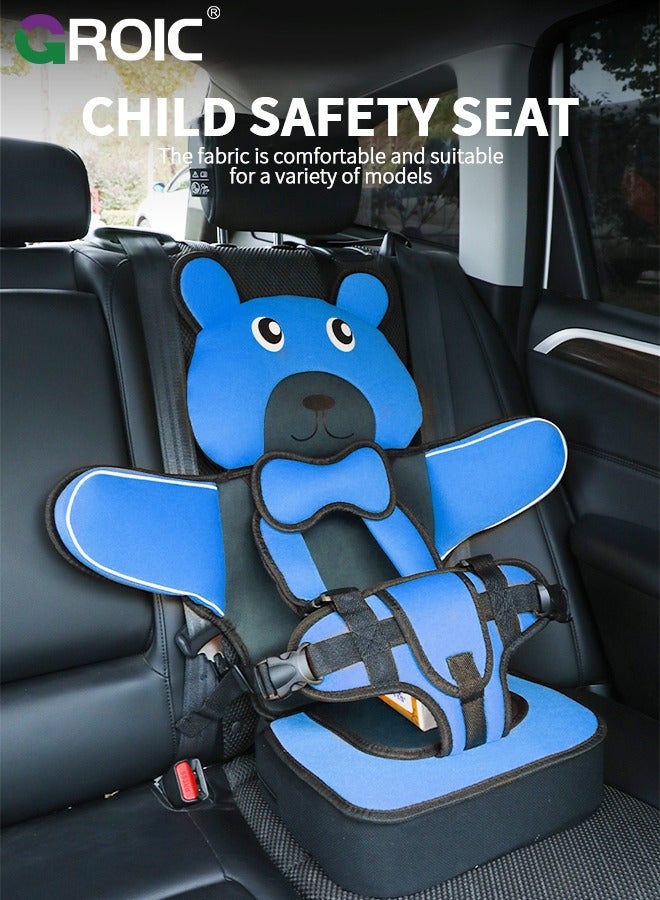 GROIC Auto Child Safety Seat Simple Car Portable Seat Belt, Foldable Car Seat Booster Seat for Car Protection, Travel Car Seat Accessories for Kids,Car Seat for Golf Cart(Blue) - Image 2