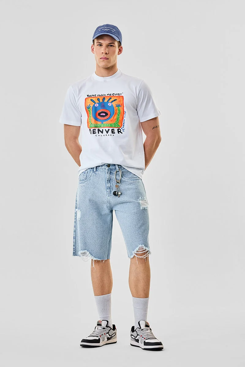 SNITCH شورت جينز واسع متين