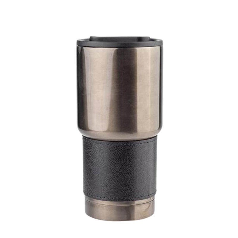 Hans Larsen BOLIN 530ml Double Wall Vacuum Insulated Stainless Steel Tumbler with PU Grip Sleeve, Leak-Resistant Lid, Hot & Cold Travel Mug, Gunmetal Finish, Fits Car Cup Holders - Black - Image 1