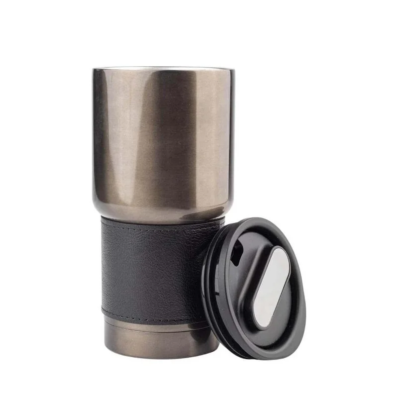 Hans Larsen black Hans Larsen BOLIN 530ml Double Wall Vacuum Insulated Stainless Steel Tumbler with PU Grip Sleeve, Leak-Resistant Lid, Hot & Cold Travel Mug, Gunmetal Finish, Fits Car Cup Holders - Black  | Best Price UAE