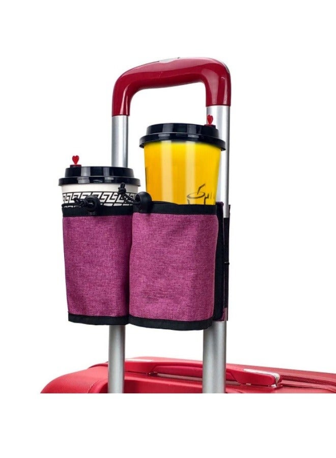 Luggage Cup Holder Luggage Travel Cup Holder Luggage Beverage Holder Suitcase Armrest Storage Bag Rose Red  - Image 1