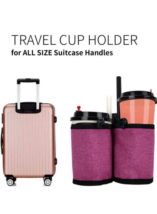Luggage Cup Holder Luggage Travel Cup Holder Luggage Beverage Holder Suitcase Armrest Storage Bag Rose Red  - Image 2