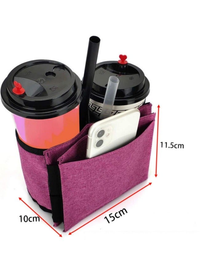 Luggage Cup Holder Luggage Travel Cup Holder Luggage Beverage Holder Suitcase Armrest Storage Bag Rose Red  - Image 3