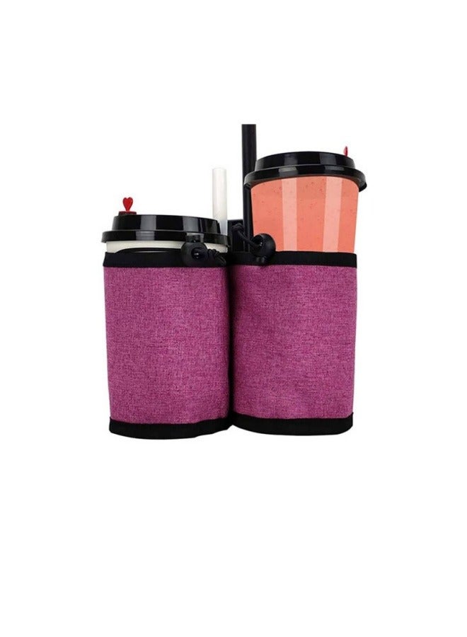Luggage Cup Holder Luggage Travel Cup Holder Luggage Beverage Holder Suitcase Armrest Storage Bag Rose Red  - Image 4