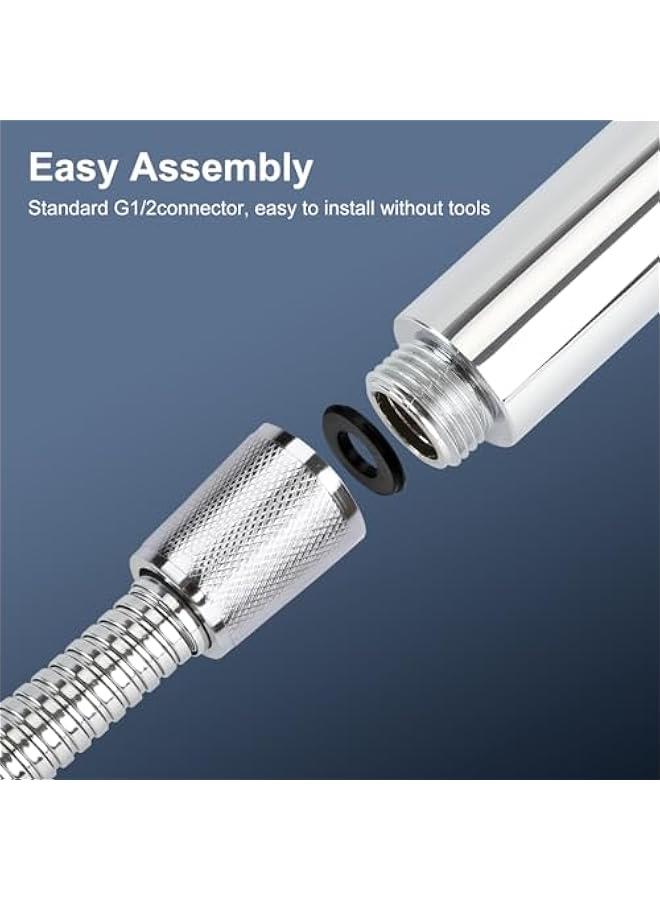 Stainless Steel Shower Hose, 63 Inches Extra Long, Handheld Shower Head with Anti-Twist Protection, Universal Replacement, Chrome - Image 5