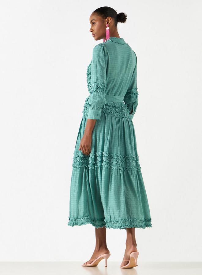 تواكستريمز فستان بأكمام 3/4 وحزام رباط وتفاصيل كشكش من تو إكستريمز - Image 3