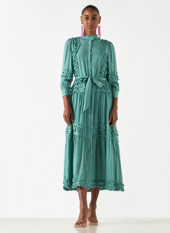 تواكستريمز فستان بأكمام 3/4 وحزام رباط وتفاصيل كشكش من تو إكستريمز - Image 2